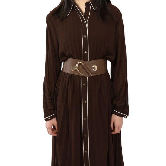 - Cowhide Leather Elastic Belt For Women, Darlene - Brown (golden Buckle),⭐️ - Picture 2 of 7